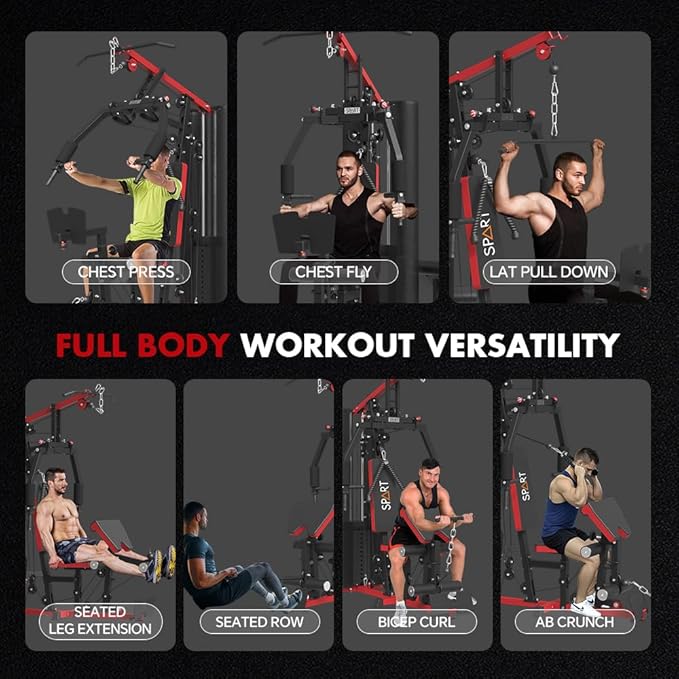 SPART Home Gym, Multifunctional Home Gym Equipment, Workout Station with 160LBS Weight Stack for Leg Press & Chest Fly, All in One Workout Machine Full Body Strength Training with Pulley System