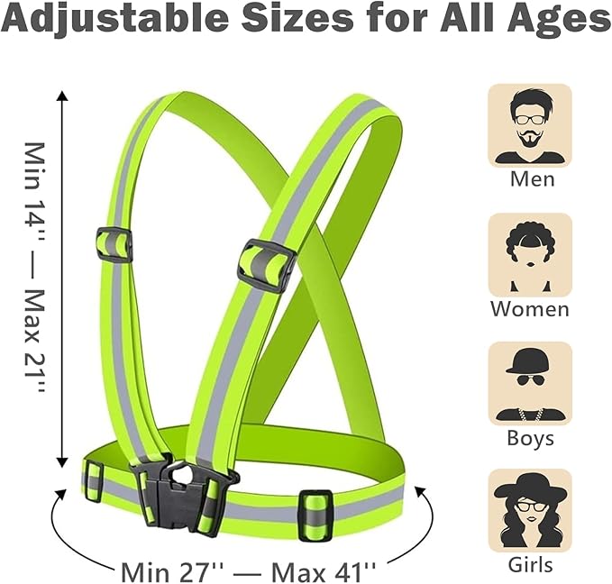 Reflective Running Vest 2-10 Pack, High Visibility Reflective Gear Night Cycling Safety Vest Strap for Men Women Kids