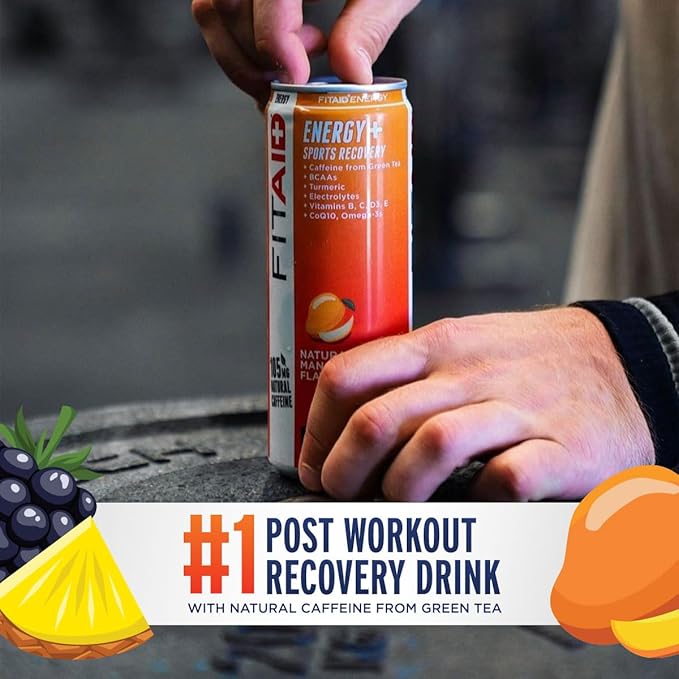 LIFEAID FITAID Energy, 200mg Natural Caffeine, Keto, Variety Pack, Optimum Performance Formula: BCAAs, Quercetin, Electrolytes, Omega-3s, 15 Calories, Paleo, Vegan & Gluten-Free, 12 Fl Oz (Pack of 12)