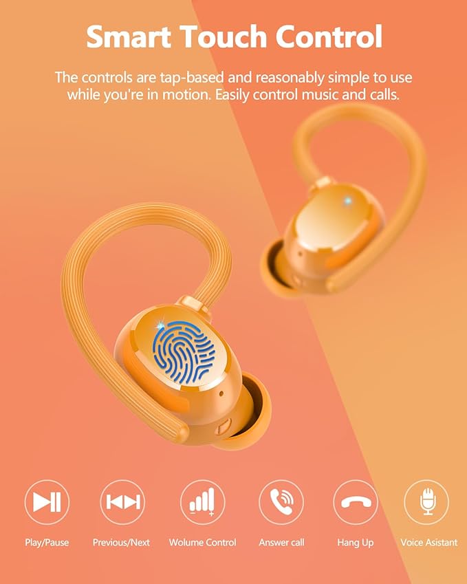 Wireless Bluetooth Earbuds Sport New Bluetooth 5.3 Headphones with LED Display Powerful Bass Over Ear Earphones with Earhooks IP7 Waterproof for Gym