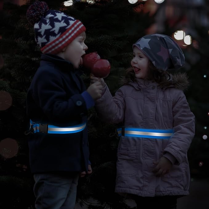 Reflective Sash for Walking at Night, High Visibility Reflective Running Gear Night Walking Safety Gear for Men Women Kids, Reflective Sash with 2 Pcs Reflective Armbands for Running Walking