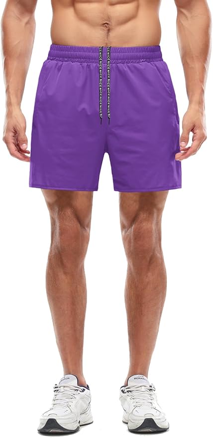 Aolesy Men's 5''/7'' Running Shorts Quick Dry Workout Gym Shorts with Pockets, Tennis Training Athletic(Linerless & Liner)