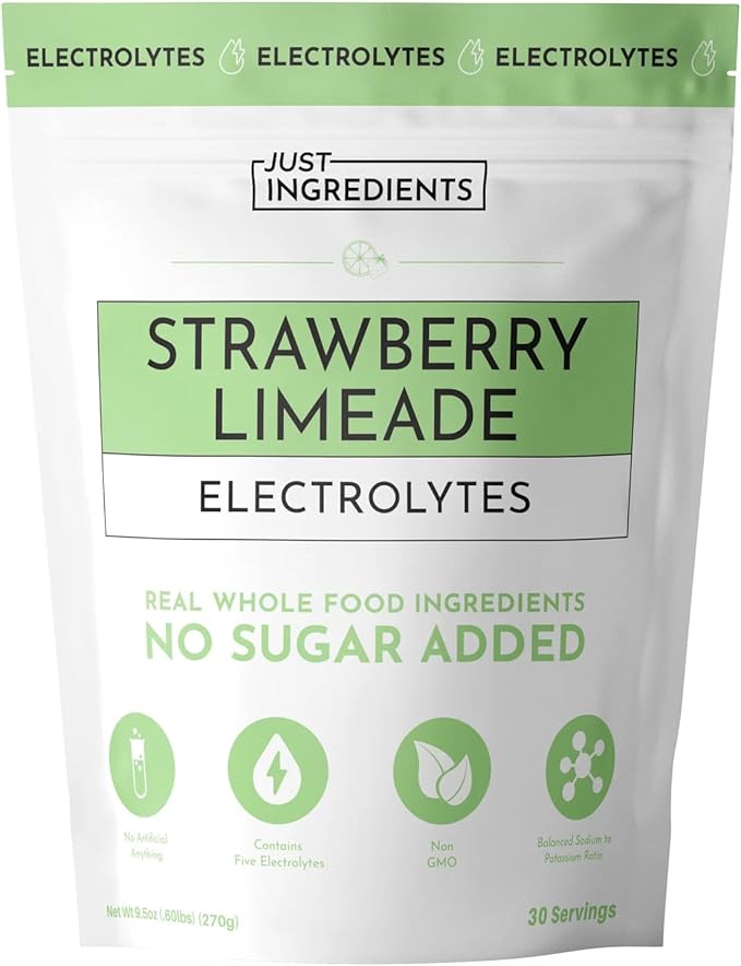 Strawberry Limeade Electrolytes – 30 Serving Bag – Clean Hydration Drink Mix with Essential Minerals – Remineralizing Formula – No Sugar Added – Natural Energy & Cramp Support – Vegan, Non-GMO