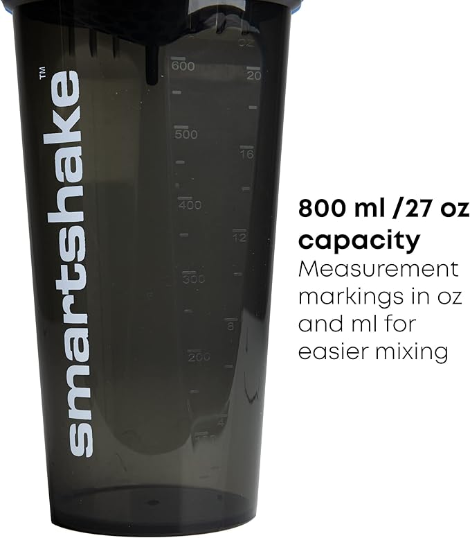 Smartshake Protein Shaker Bottle, (GLOSSY, Black)