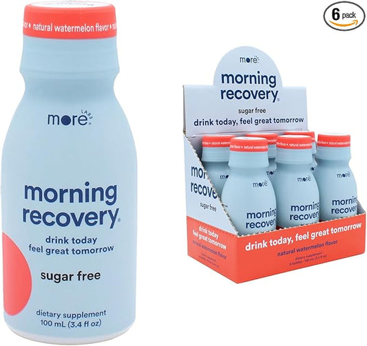 Morning Recovery Electrolyte, Milk Thistle Drink Proprietary Formulation to Hydrate While Drinking, Highly Soluble Liquid DHM, Non GMO, Vegan, Gluten-Free, Sugar Free Watermelon, Pack of 6