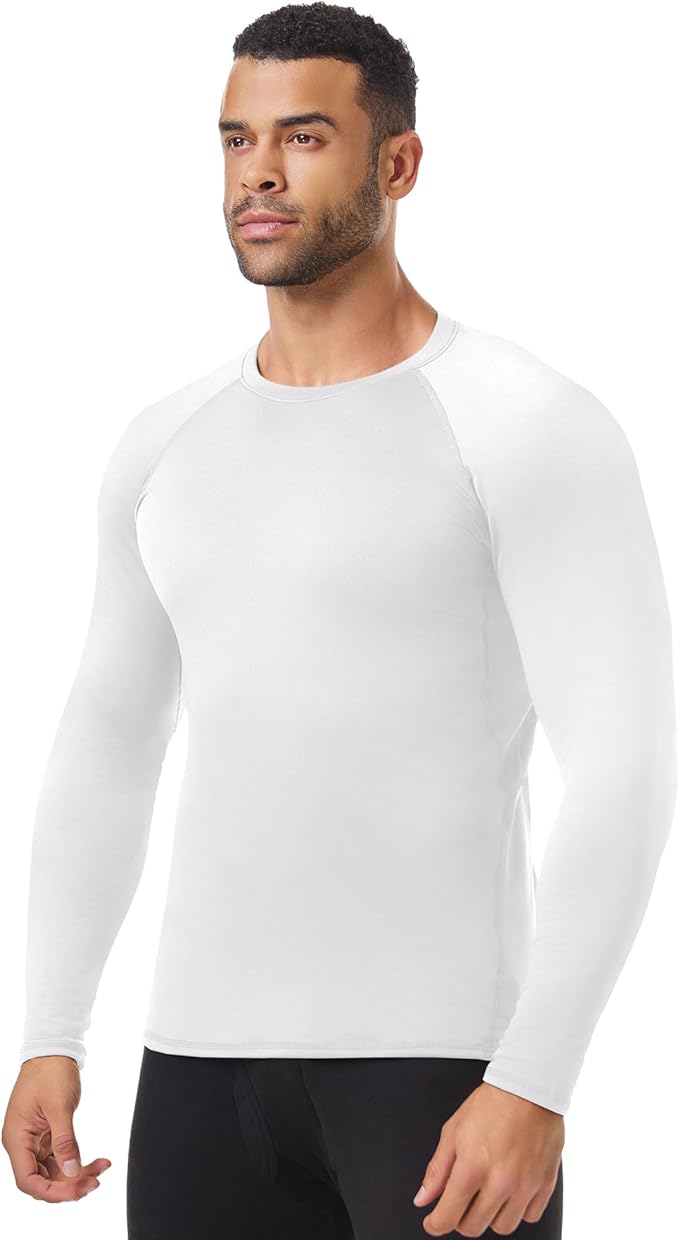 3 Pack Men's Thermal Underwear Shirts Compression Fleece Lined Long Sleeve Athletic Base Layer Cold Weather