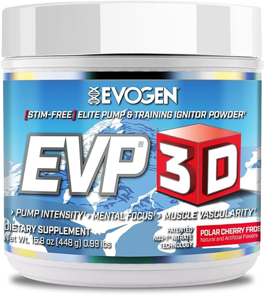 Evogen EVP 3D - Stim Free Pre Workout Powder for Men & Women | Sugar Free Non Stim Preworkout with Beta Alanine and Creatine for Energy & Pump | Polar Cherry Frost | 40 Servings