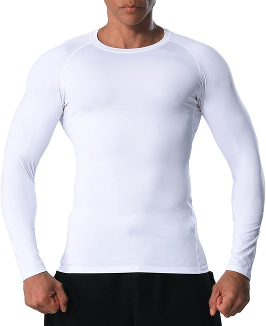 Men's Long Sleeve Compression Shirts Athletic Sport Undershirts Tight Base Layer Tops Rash Guard Workout Running Gym