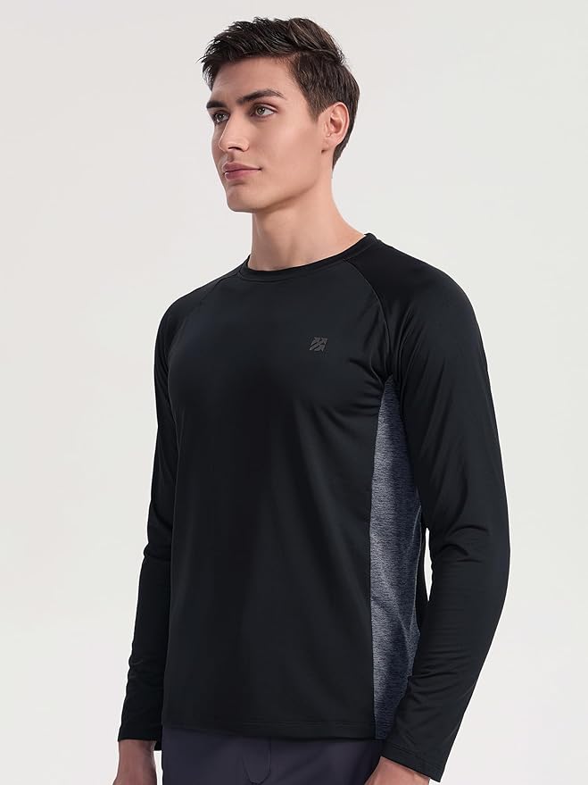 Mens Long Sleeve Turtleneck Workout Shirts Moisture Wicking Mock Neck Double Sides Brushed T-Shirts