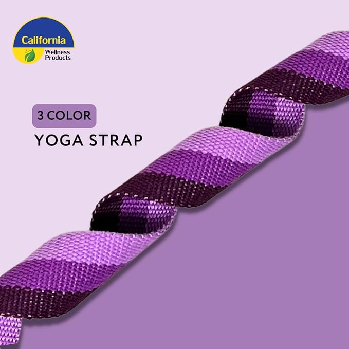 California Yoga Strap | Yoga Belt with Safe Adjustable D-Ring Buckle for Pilates | Stretching Strap | Exercise Bands | Physical Therapy | Improves Sitting Posture