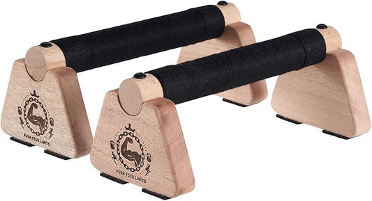 Push Up Stand, 2 PCS Wood Parallettes Bars, 9" Wooden Calisthenics Equipment, Handstand Blocks and Pushup Handles for Handle Stands Grip Strength Training, Planks Calisthenics