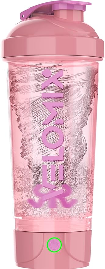 VELOMIX Electric Protein Shaker Bottle - 24 oz | USB-C Rechargeable | Leak Proof Shaker Cups for Protein Shakes | Portable Blender for Shakes and Smoothies (Electric - Pink)