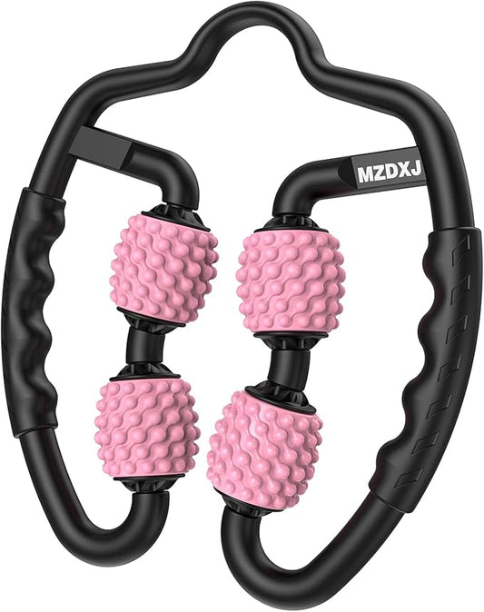 Cellulite Massage Tool Muscle Roller - Deep Fascia Massager & Dimpled Skin Remover for Legs, Thighs & Buttocks - Anti-Cellulite Roller, Smooth Skin, Pain Reliefs (Black Pink)
