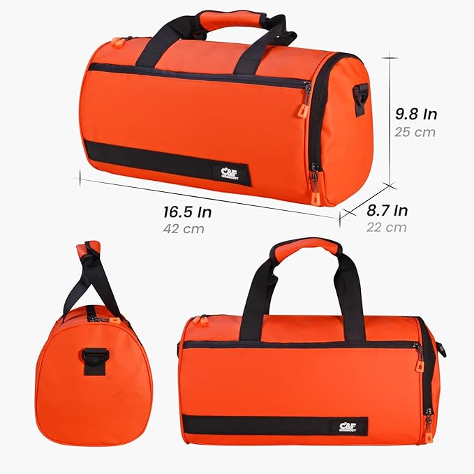 C&F BOGMOST Small Travel Duffel Bag,Compact Sports Small Gym Bag with Shoes Compartment,Lightweight Duffel Bag for Men & Women,Personal Item Travel Bag Weekender Bags for Travel Sports Gym -Tangerine