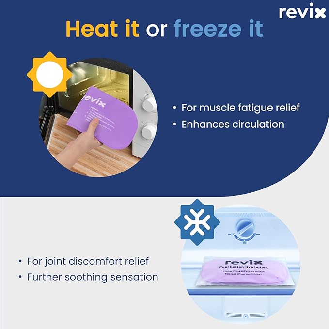 REVIX Reusable Ice Packs for Injuries, 2 Gel Ice Packs Set, Soft Hot & Cold Therapy for Shoulder, Back, Knee, Abdomen, Soothing Discomfort and Fatigue, 12" x 6" Purple