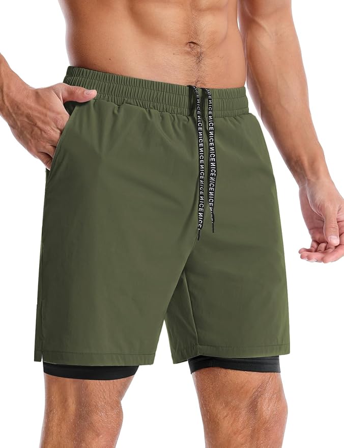 Aolesy Men's 5''/7'' Running Shorts Quick Dry Workout Gym Shorts with Pockets, Tennis Training Athletic(Linerless & Liner)