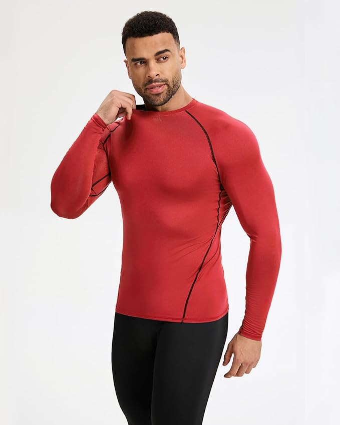 5,6 Pack Men's Compression Shirts Long Sleeve Rash Guard Workout Undershirt Base Layer Athletic Shirt