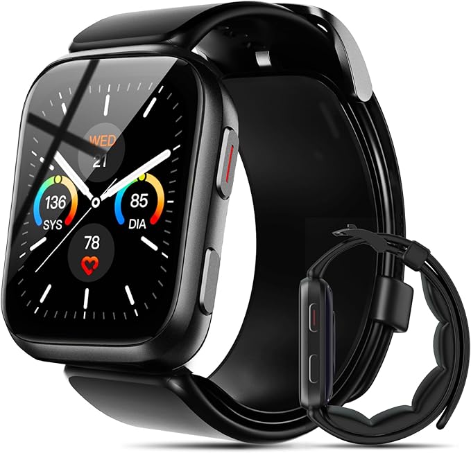 YHE Smart Watch Blood Pressure, 1.95'' Blood Pressure Watch with Air Pump Cuff, Blood Pressure Monitor for Sleep and Sports Tracking for Android iOS Supports Data Sharing, Reminder Monitoring Etc