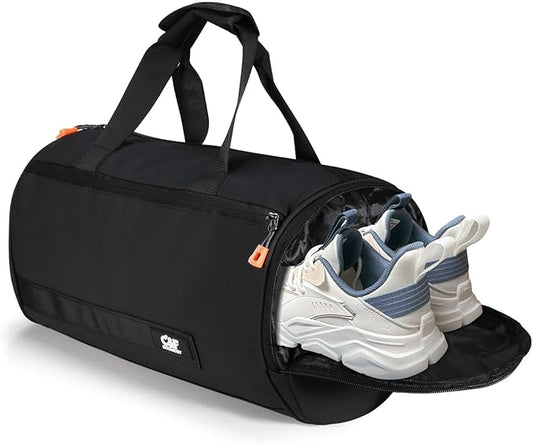 C&F BOGMOST Small Travel Duffel Bag,Compact Sports Small Gym Bag with Shoes Compartment,Lightweight Duffel Bag for Men & Women,Personal Item Travel Bag Weekender Bags for Travel Sports Gym -Black