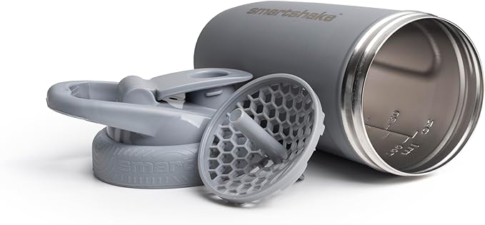 Smartshake Reforce Stainless Steel Protein Shaker Bottle 900 ml | 30 oz - Leakproof Screw-on Lid - BPA Free – Non Insulated Bottle- Unisex (Grey)
