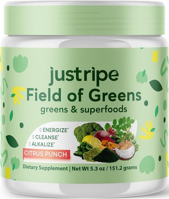 Field of Greens Superfood Powder with Organic Spirulina, Chlorella, Beet Root Powder - Bacillus Coagulans Probiotic, A Plant-Based Mix Supporting Gut Health, Immunity, Bloom into Health, 28 Scoops (1)