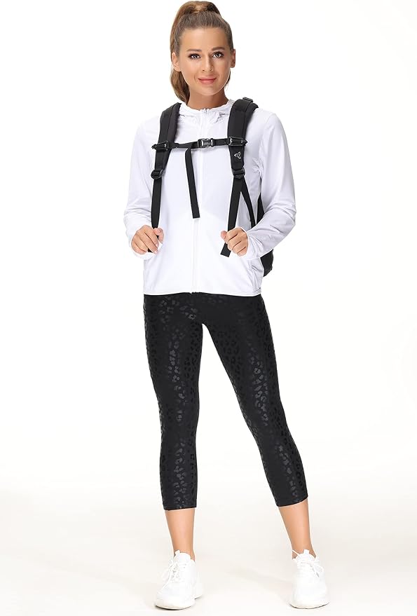 THE GYM PEOPLE Thick High Waist Capris Yoga Pants with Pockets, Tummy Control Workout Running Yoga Leggings for Women
