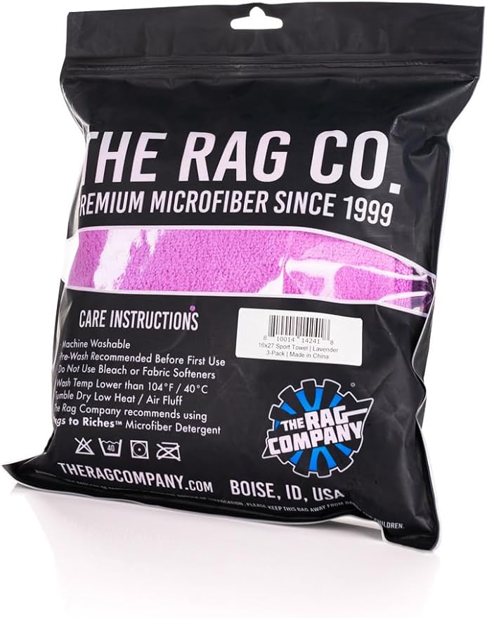 The Rag Company - Sport & Workout Towel - Gym, Exercise, Fitness, Spa, Ultra Soft, Super Absorbent, Fast Drying Premium Microfiber, 320gsm, 16in x 27in, Lavender - Pack of 3