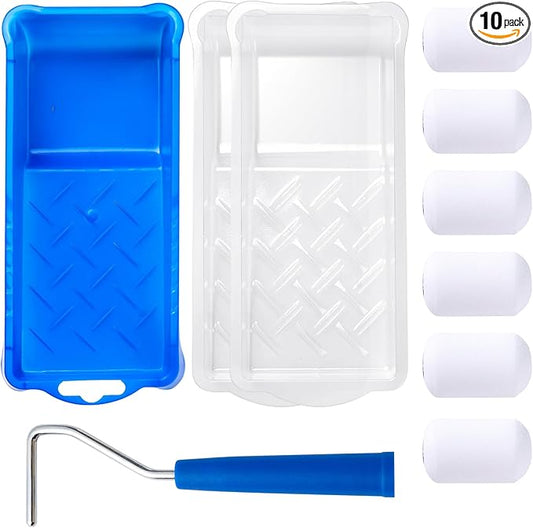 Mister Rui Foam Paint Roller, 2 Inch Mini Paint Roller Kit 10 Pack, Touch Up Small Paint Roller for Painting Wall, Door, Cabinet