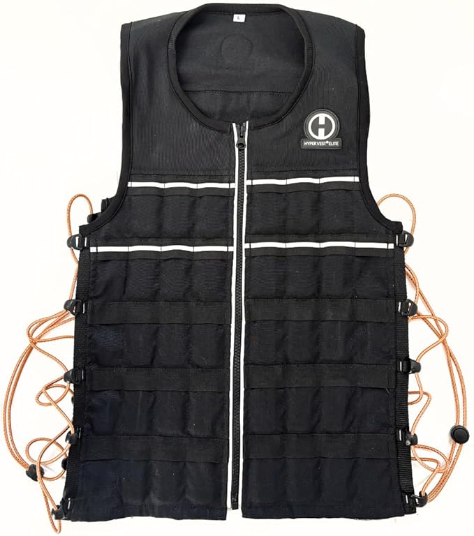 Hyperwear Hyper Vest ELITE Fully Adjustable Weight Vest - Stretch CORDURA® Fabric Zipper Thin Steel Weights - Weighted Vests for Running, Strength, Endurance, Walking - Sizes S, M, L, XL