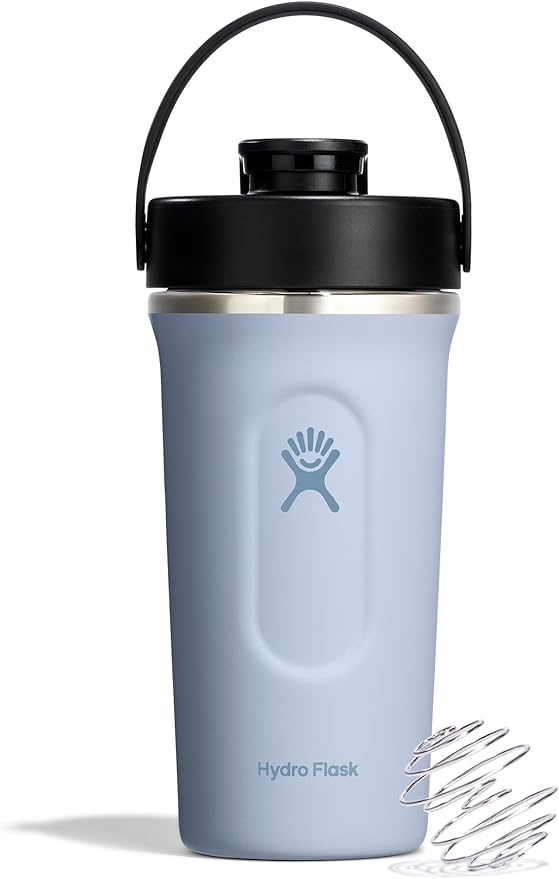 Hydro Flask Shaker Bottle – Insulated Stainless Steel Gym Bottle for Pre Workout & Protein 24 Oz Surf Blue