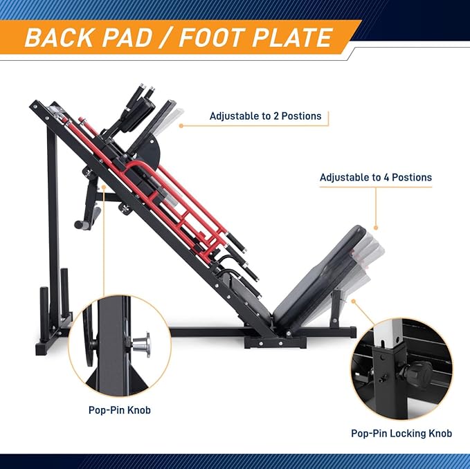 Marcy Commercial-Style Hack Squat and Leg Press Machine with 4-Level Safety Bar, Dual-Function Heavy-Duty Full Lower Body Strength Training Equipment for Home Use