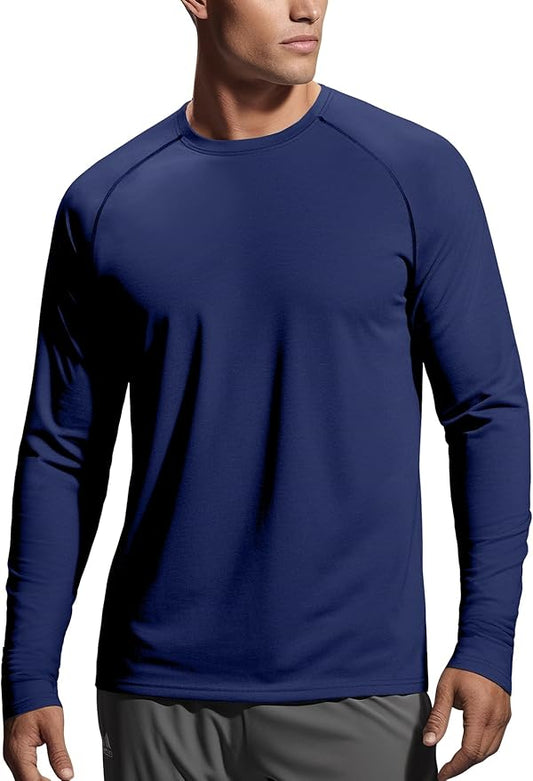 Zengjo Mens Long Sleeve Workout Shirts Moisture Wicking Running Athletic Sport Performance T-Shirt Lightweight SPF Sun Shirt