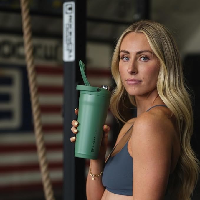 HydroJug 24 oz New Stainless Steel Shaker – Insulated, Leakproof, BPA-Free with Silent Mixing Grate – No Clumps, No Noise – Premium Shaker for Fitness, Sports & Everyday Use, Sage