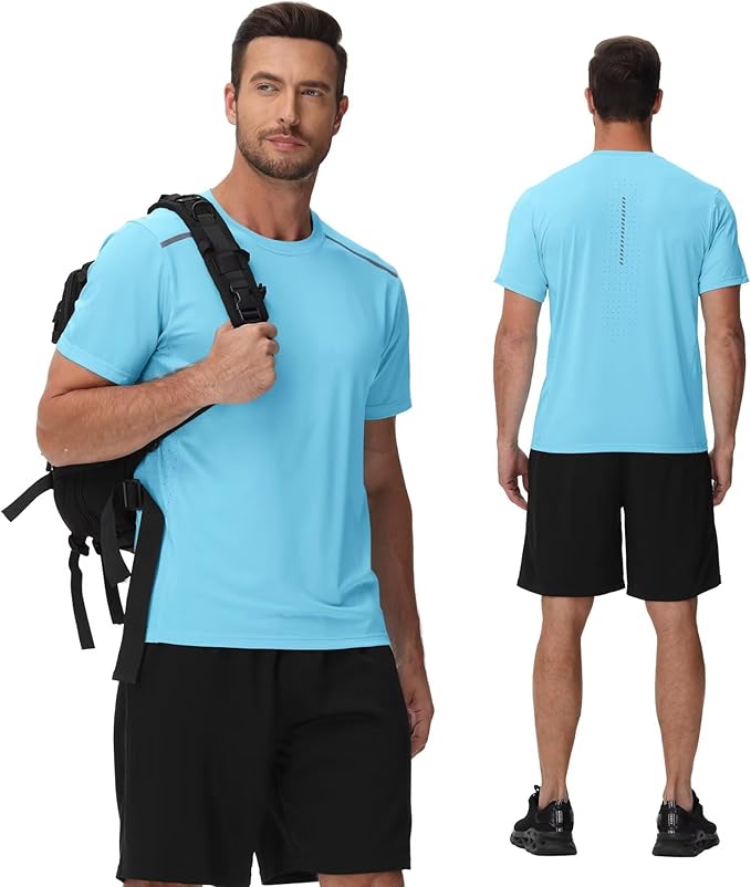 Yundobop Men's Athletic Workout T-Shirt Breathable Short Sleeve UPF 50+ Running Tee