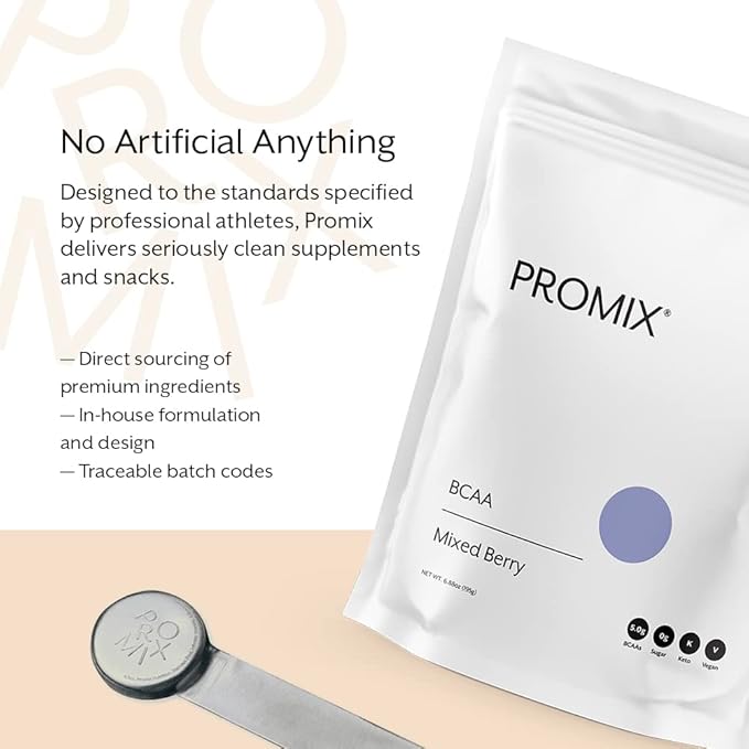 Promix BCAA Post-Workout Energy Powder - 5g Micronized BCAAs, Sugar Free, Plant Based, Vegan, Keto - Mixed Berry - 30 Servings (Pack of 1)