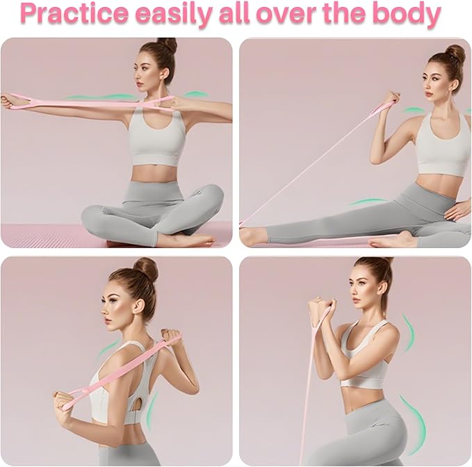 4 Pack Figure 8 Resistance Bands, Exercise Bands with Handles for Working Out, Arm and Back Training, Exercise Equipment for Yoga, Pilates, Physical Therapy, Stretching