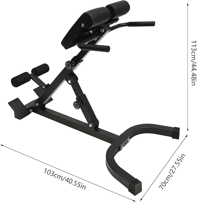 Roman Chair, Adjustable Hyperextension Bench Multifunctional Workout Bench 330lbs with 8 Adjustable Positions for Strength Training Ab Bench & Foldable Sit-Up Bench for Home Gym Workouts
