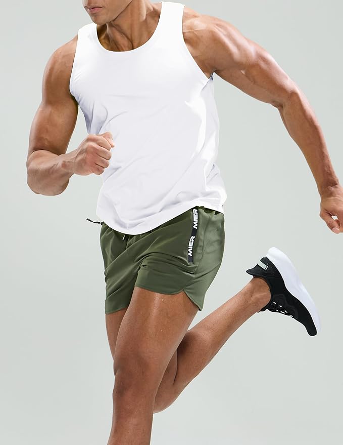 MIER Men's Tank Tops Workout Sleeveless Tee Shirts Muscle Athletic Gym Running Beach Tanks for Men, Quick Dry