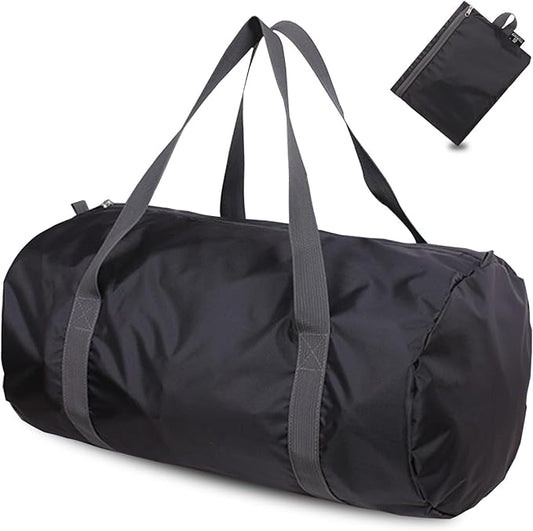 Travel Bag Foldable,Portable Lightweight Gym Bag,Sports Duffel Bags for Women&Men - for Camp, Fitness, and Short tours, shopping (Black, S)
