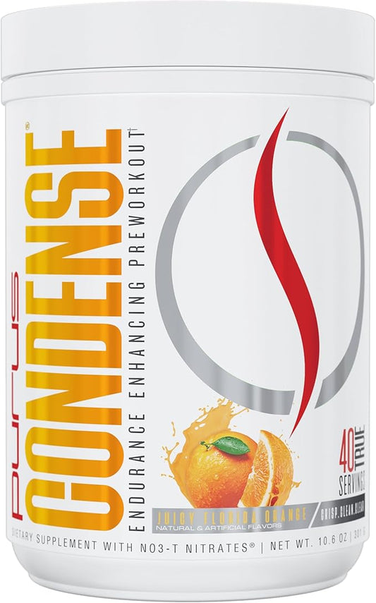 Purus Labs CONDENSE PreWorkout Powder, 40 Servings (Juicy Florida Orange)