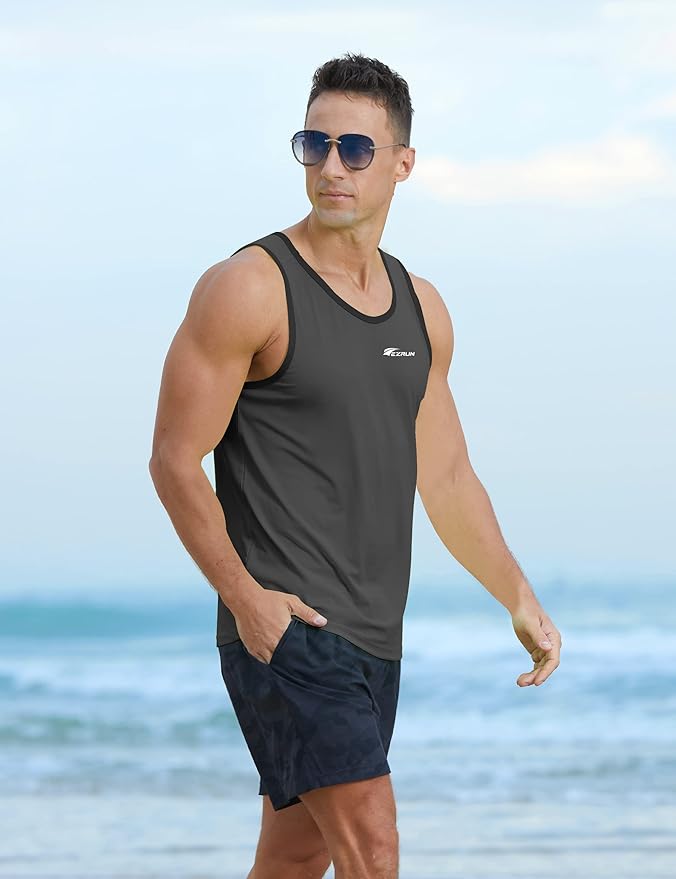 EZRUN Men's Quick Dry Sport Tank Top for Bodybuilding Gym Athletic Jogging Running,Fitness Training Workout Sleeveless Shirts