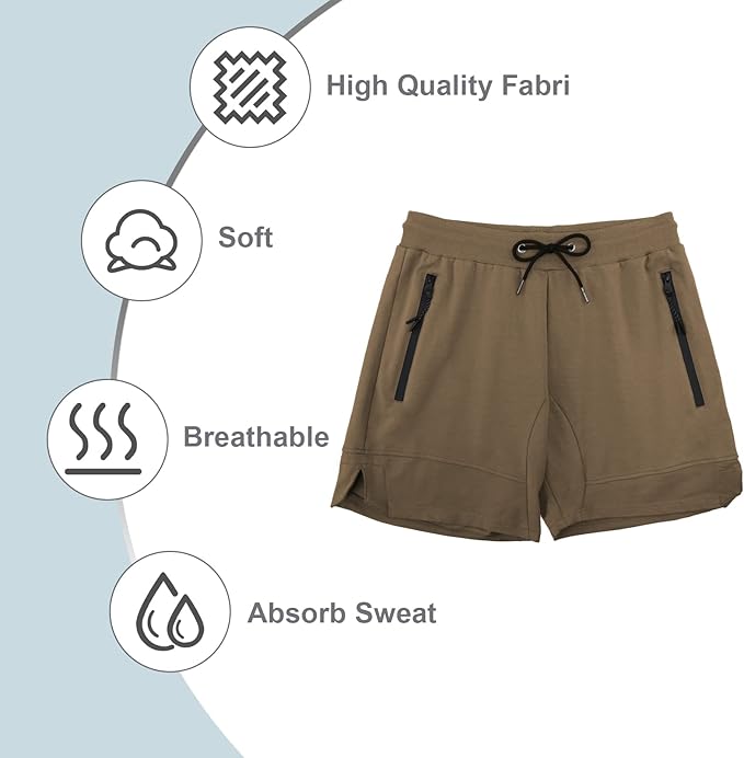 PIDOGYM Men's 5" Gym Workout Shorts,Fitted Jogging Short Pants for Bodybuilding Running Training with Zipper Pockets