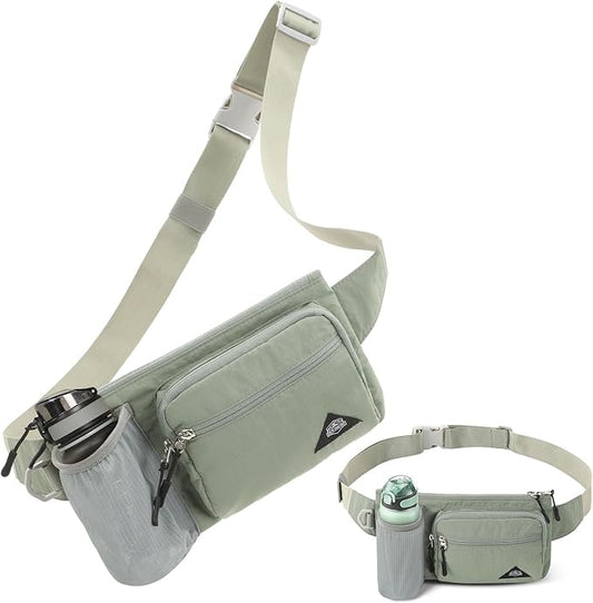 Waist Pack with Water Bottle Holder for Men Women Waist Bag Running Waist Pack Waterproof for Outdoor Travel Cycling Climbing Walking Fit All Phones (Bottle Not Included) (Mint Green)