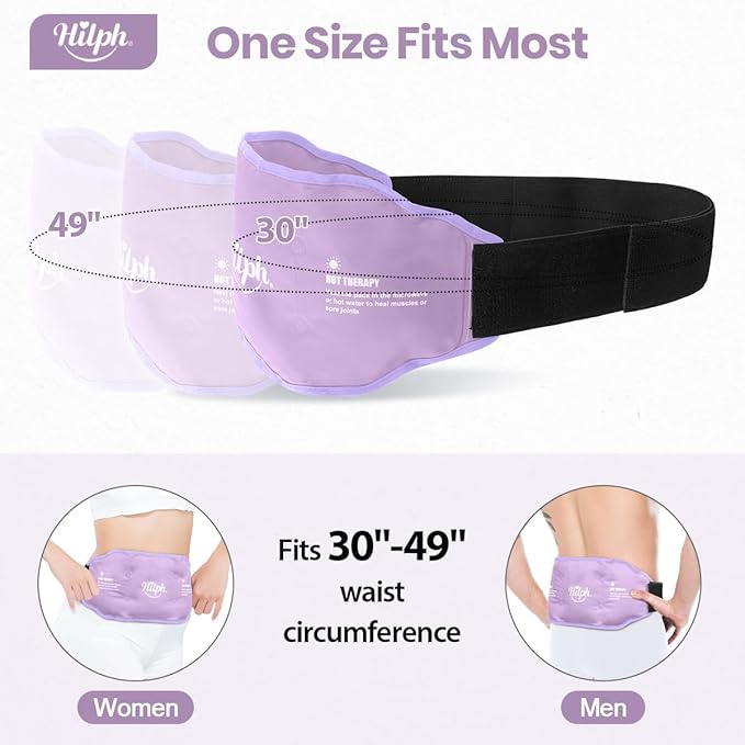Hilph Low Back Ice Pack Wrap for Pain Relief, Reusable Ice Pack Belt Hot Cold Therapy for Low Back Pain, Lumbar Surgery, Sciatic Nerve, Coccyx, Tailbone Pain (Purple)