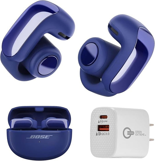 Bose Ultra Open Bluetooth Earbuds, True Wireless Earbuds with OpenAudio for Awareness, Clip On Design for Comfort, Immersive Audio, Up to 48 Hrs of Playtime + 20W Wall Charger (Midnight Violet)