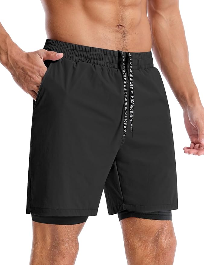 Aolesy Men's 5''/7'' Running Shorts Quick Dry Workout Gym Shorts with Pockets, Tennis Training Athletic(Linerless & Liner)
