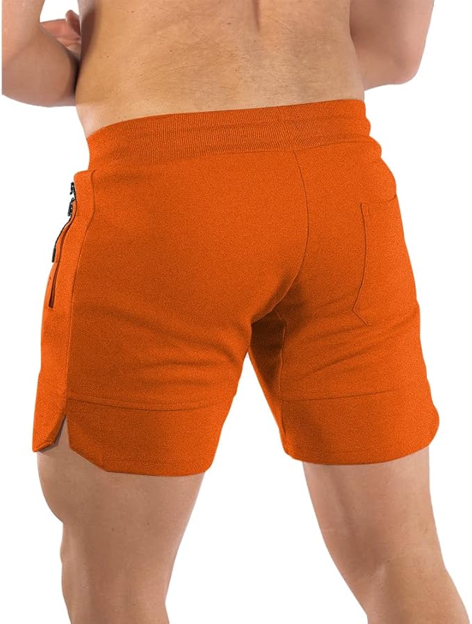PIDOGYM Men's 5" Gym Workout Shorts,Fitted Jogging Short Pants for Bodybuilding Running Training with Zipper Pockets