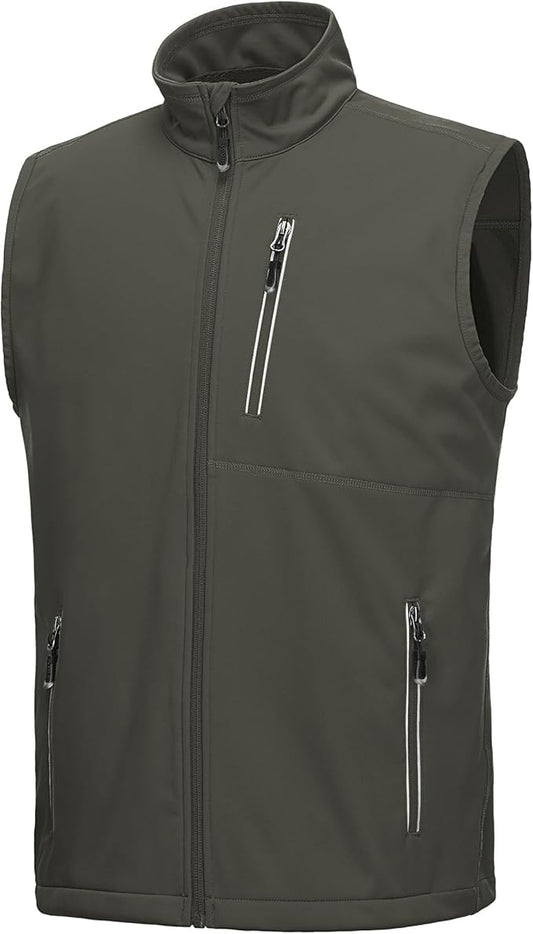 33,000ft Men's Windproof Lightweight Golf Vest Outerwear with Pockets, Softshell Sleeveless Jacket for Running Hiking Sports