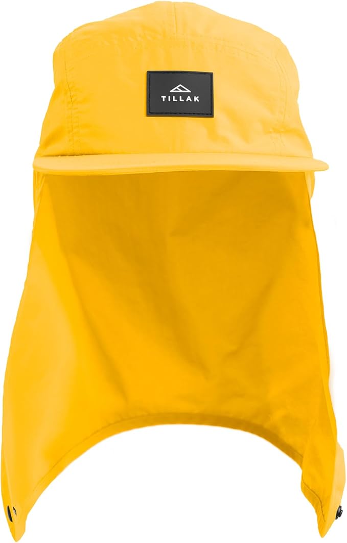 Tillak Chamisa Sun Hat, Lightweight Nylon 5 Panel Cap with Hide-able Neck Shade and Spring Cord