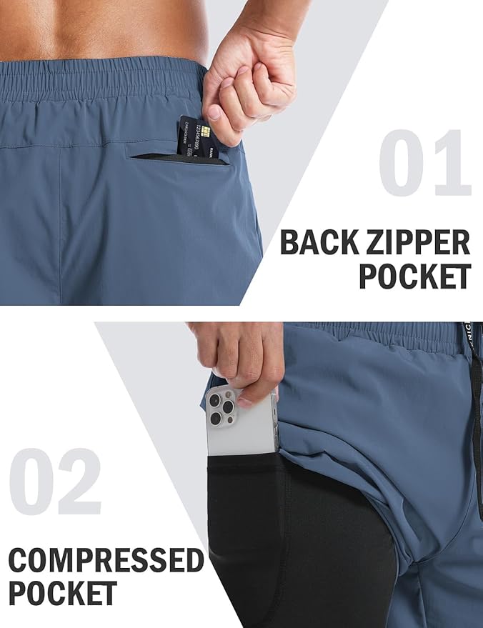 Aolesy Men's 5''/7'' Running Shorts Quick Dry Workout Gym Shorts with Pockets, Tennis Training Athletic(Linerless & Liner)